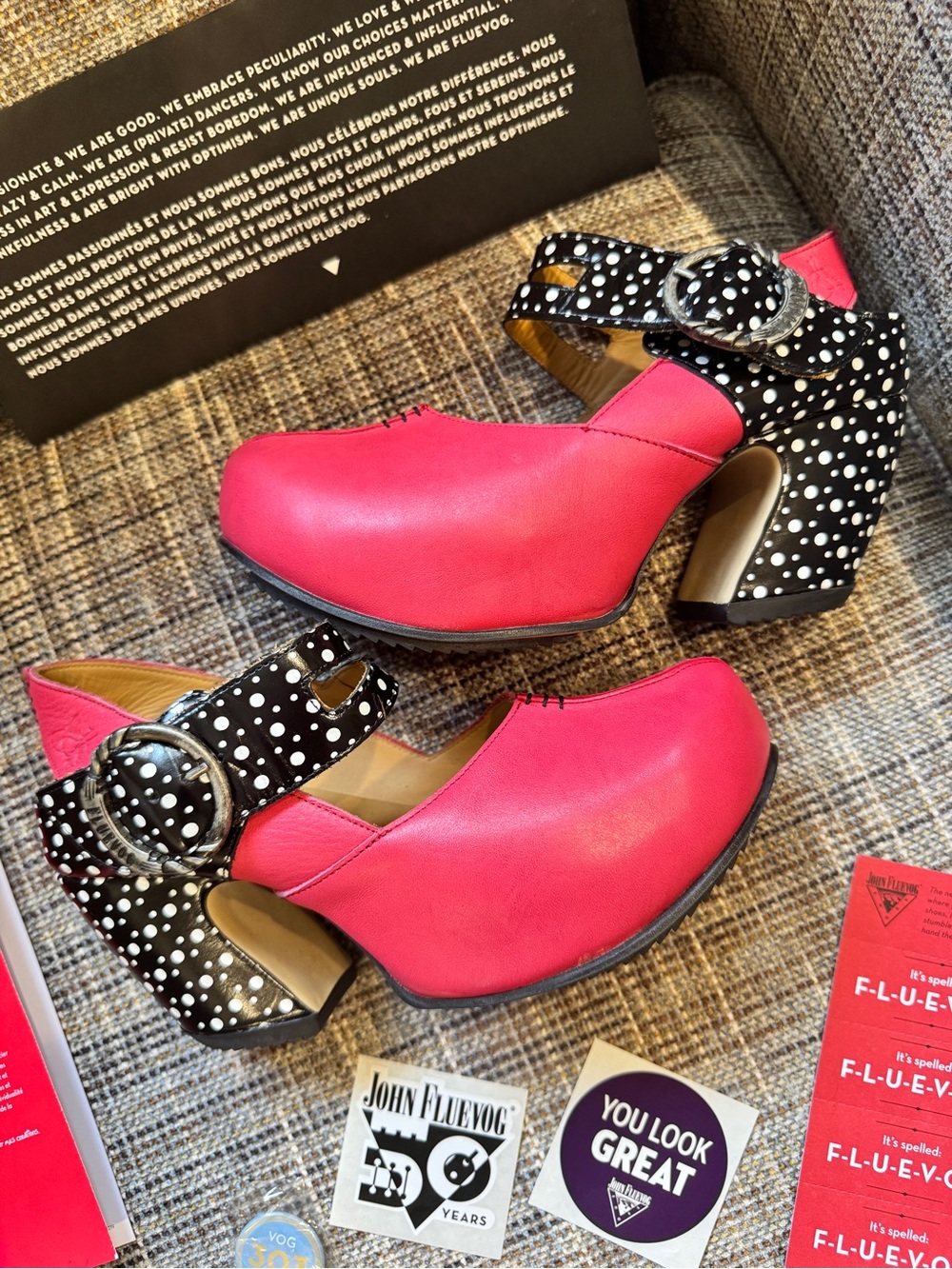 John Fluevog Berry & Dots Platform Mary Jane Heels - Picture 3 of 5